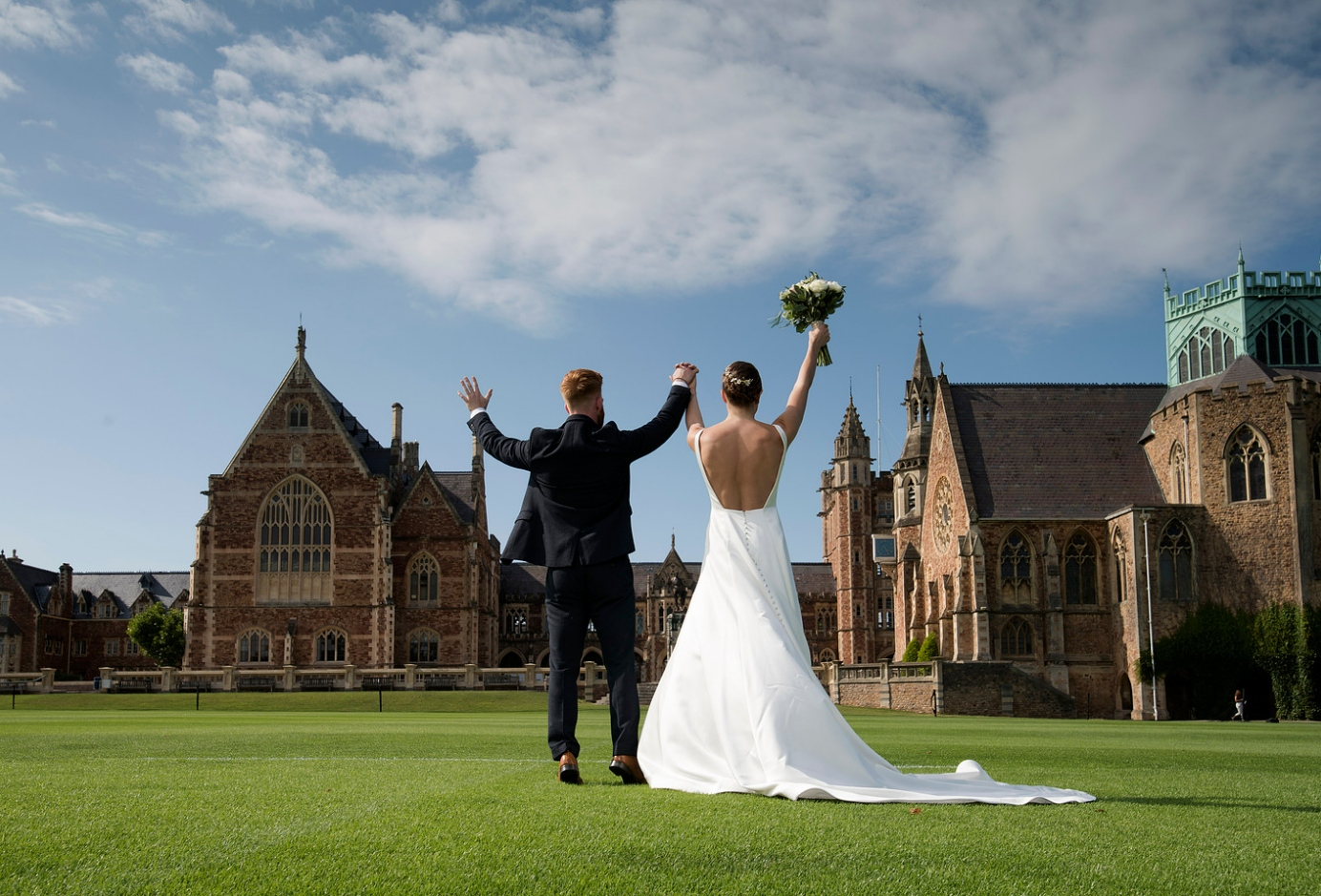 Wedding couple celebrating at Bath venue